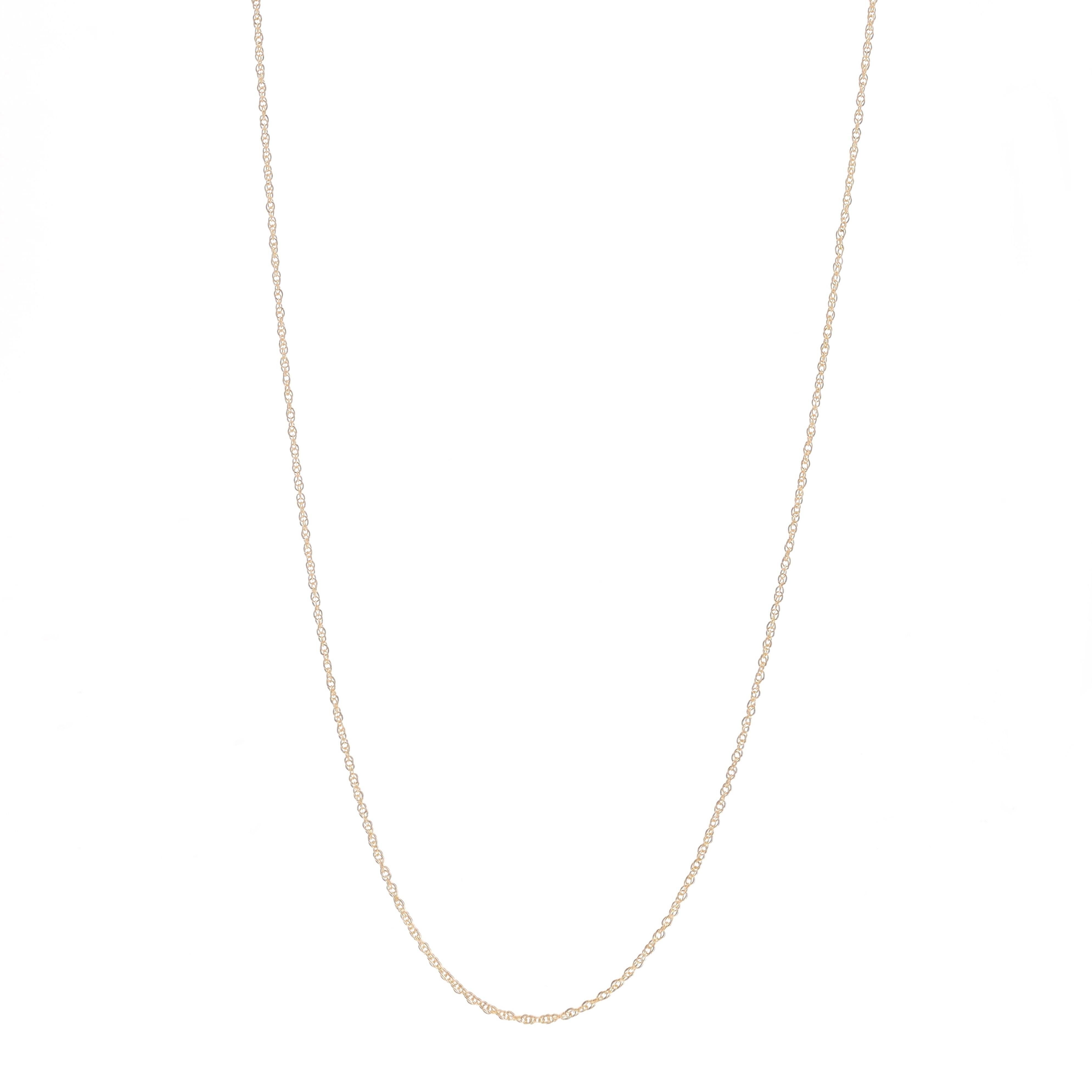 Metal Content: 14k Yellow Gold

Chain Style: Prince of Wales
Necklace Style: Chain
Fastening Type: Spring Ring Clasp

Measurements

Length: 23 3/4
