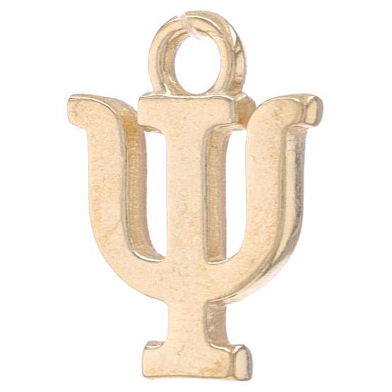 Yellow Gold Psi Greek Letter Charm - 14k Fraternity Sorority Pendant For Sale