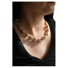 Halskette aus Gelbgold mit Puff im Gucci-Stil