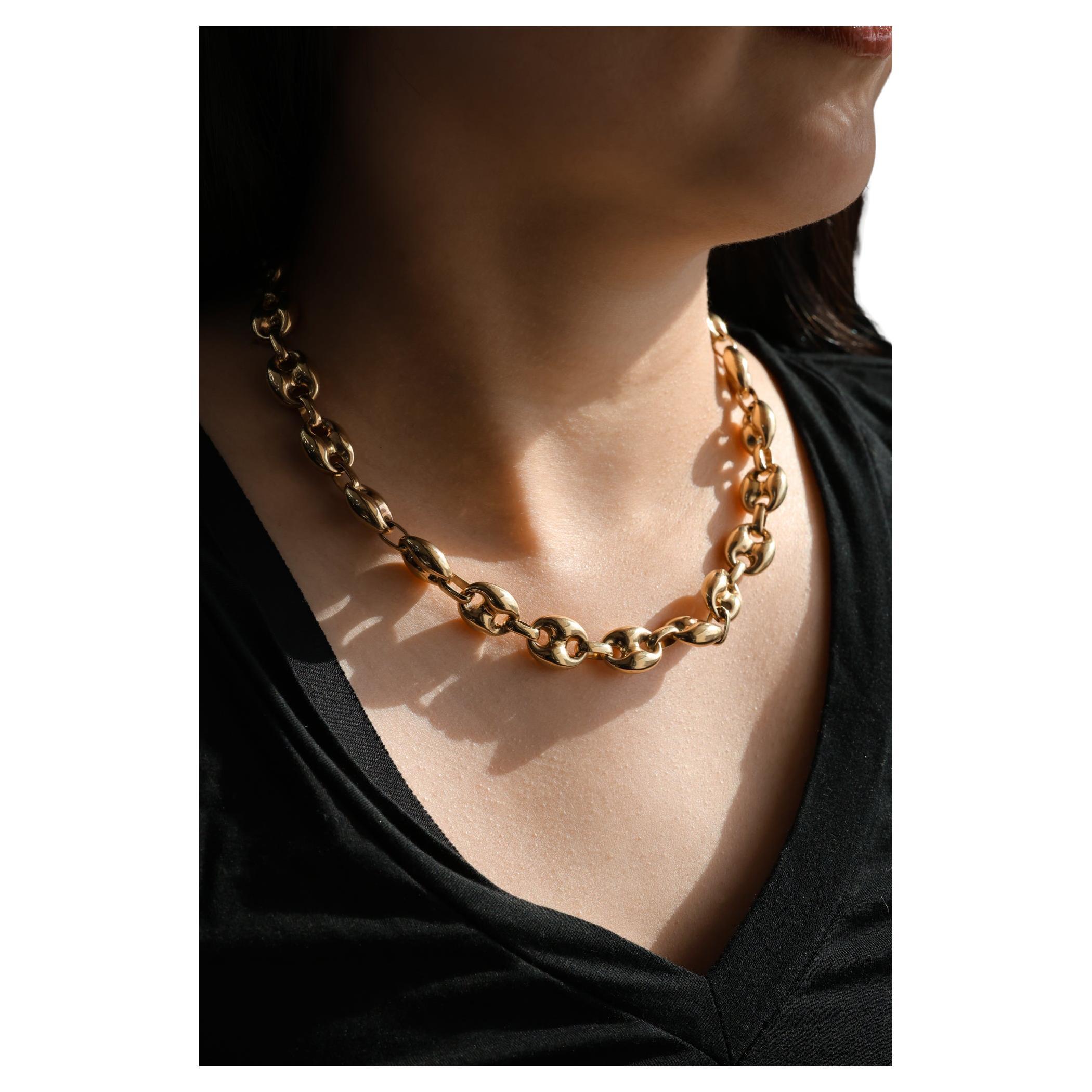 Collar estilo Gucci abullonado de oro amarillo 18 pulgadas