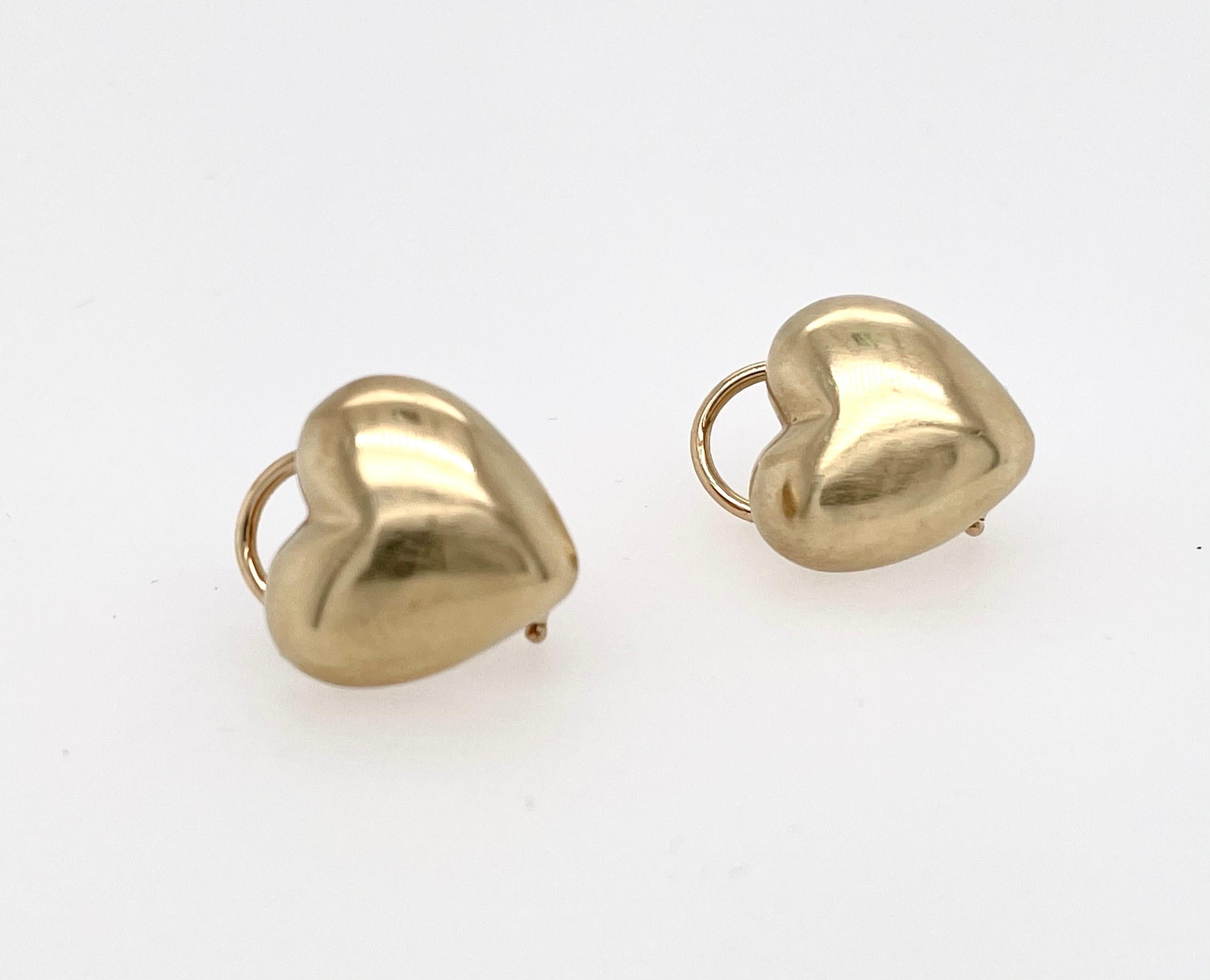Classic and sweet! These sweetheart 18K yellow gold earrings are an easy addition to any outfit.  These yellow gold earrings weigh 8 grams. 