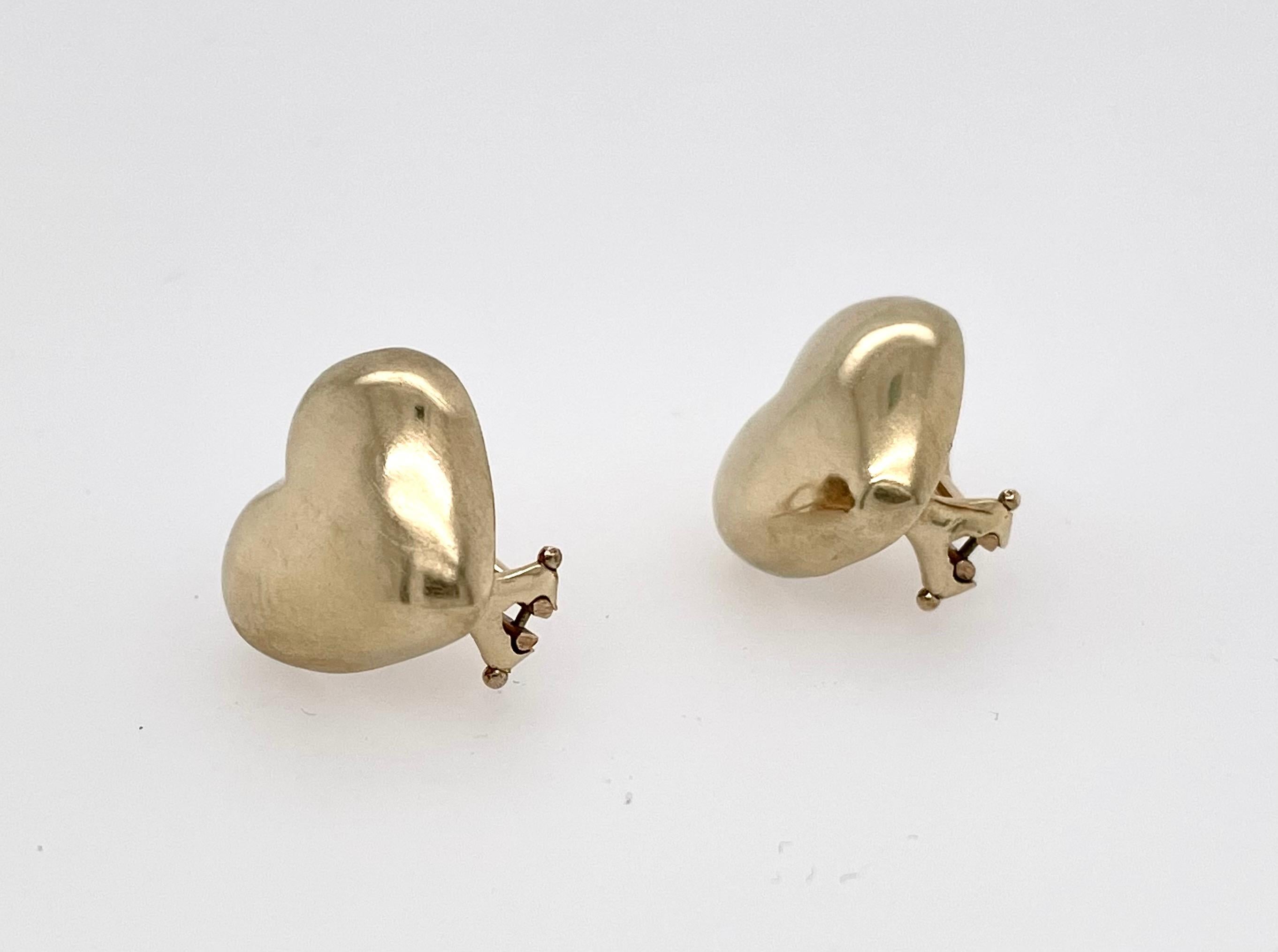 gold puffy heart earrings