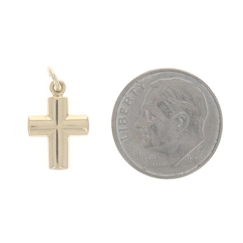 Yellow Gold Puffy Cross Pendant 14 1/4