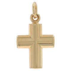 Yellow Gold Puffy Cross Pendant 14 1/4" 14k Faith Charm