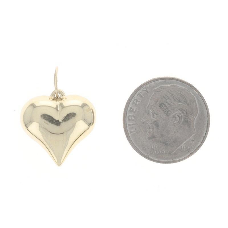 Women's Yellow Gold Puffy Heart Charm 14k Pendant For Sale