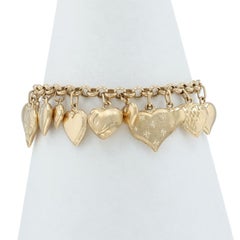 Gelbgold Puffy Herz Charme Armband 7 1/4" - 14k Liebe