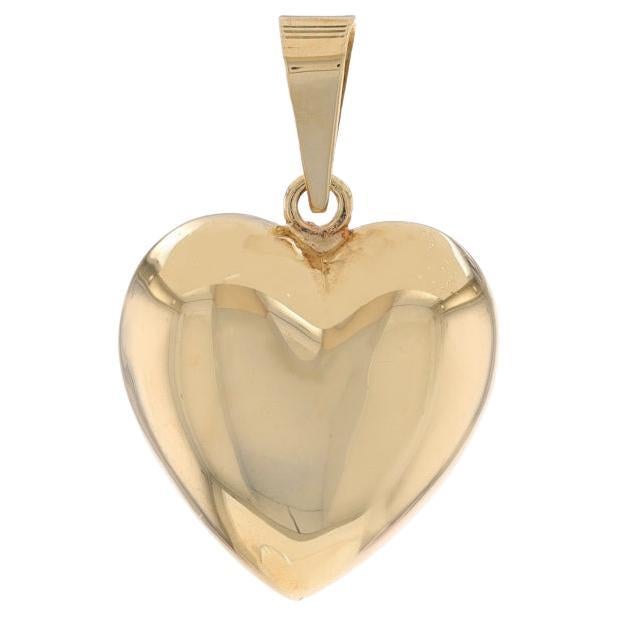 Yellow Gold Puffy Heart Pendant - 14k Love For Sale