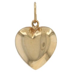 Yellow Gold Puffy Heart Pendant - 14k Love