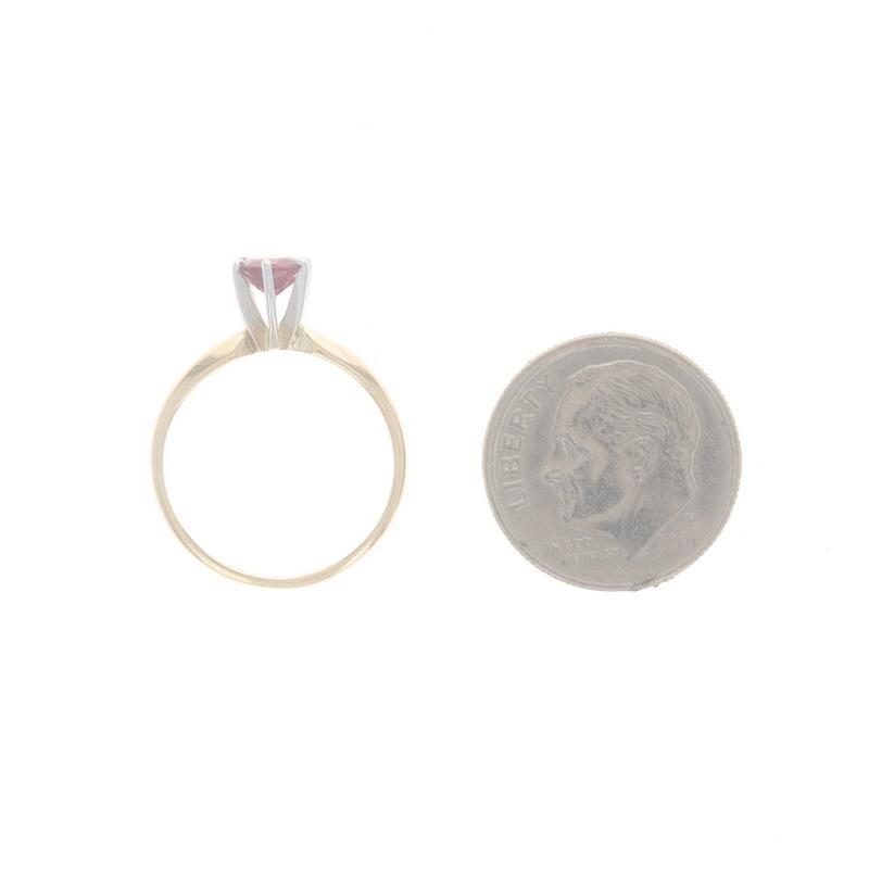 Solitär-Ring aus Gelbgold mit lila Turmalin - 14k rund .45ct Verlobungsring Damen im Angebot