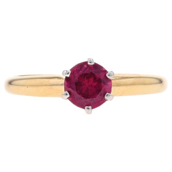 Yellow Gold Purple Tourmaline Solitaire Ring - 14k Round .45ct Engagement