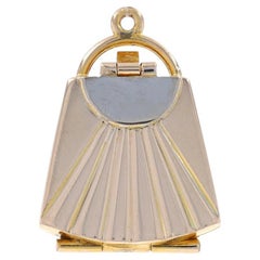 Gelbgold Geldbörse mit Medaillon-Anhänger - 14k Handtasche mit Öffnungen