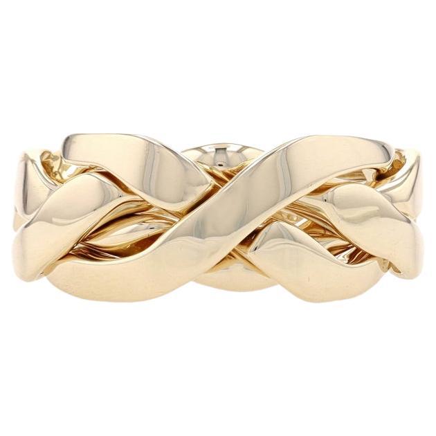 Yellow Gold Puzzle Band - 14k Unisex Ring Size 10 1/4 For Sale