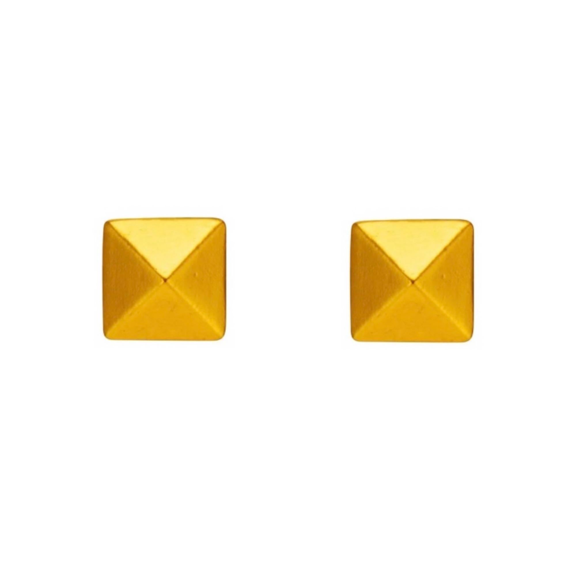 Boucles d'oreilles pyramides en or jaune Unisexe en vente