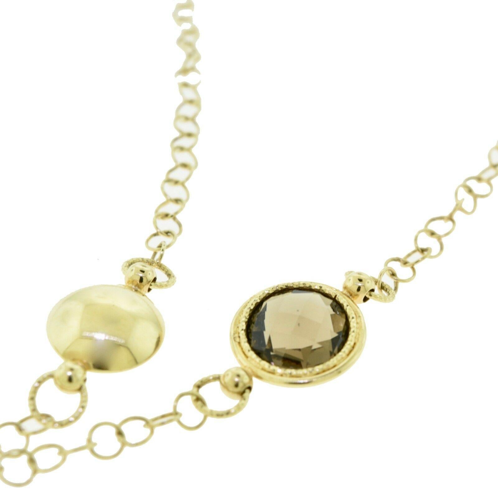 Yellow Gold, Quartz, and Diamond Circles Necklace In Good Condition For Sale In Miami, FL