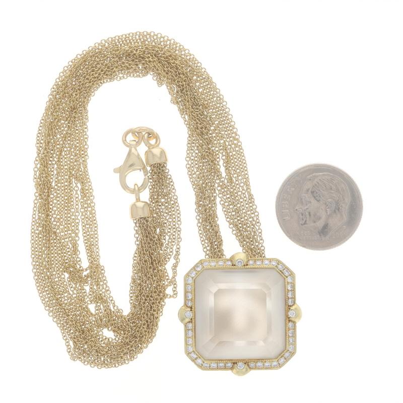 Women's Yellow Gold Quartz Diamond Halo Necklace 15 1/2