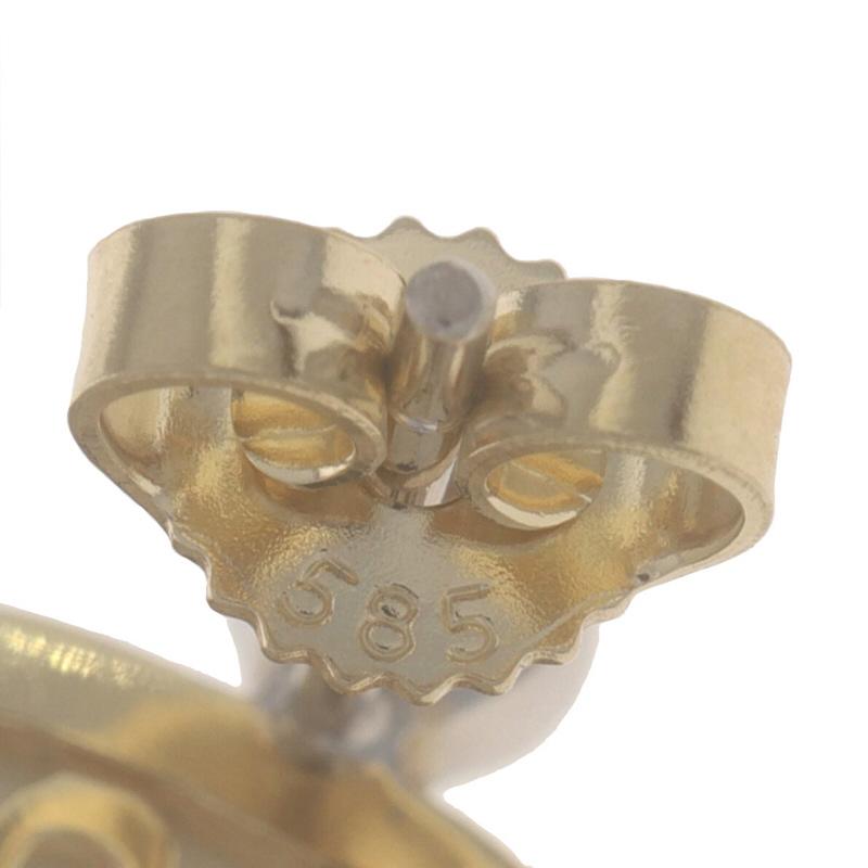 Boucles d'oreilles courtes en or jaune avec quartz sur MOP et diamant - 14k Cush Cab.14ctw Excellent état - En vente à Greensboro, NC