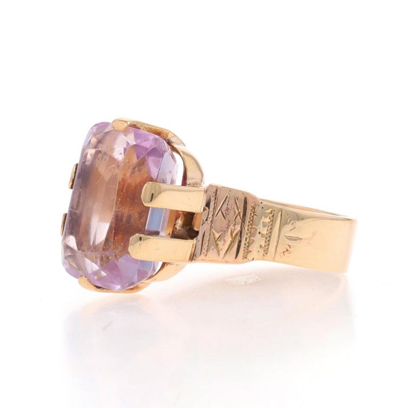 Bague solitaire de cocktail victorienne en or jaune et quartz 10 carats 14 carats, pièce de 6,36 carats, ancienne Bon état - En vente à Greensboro, NC