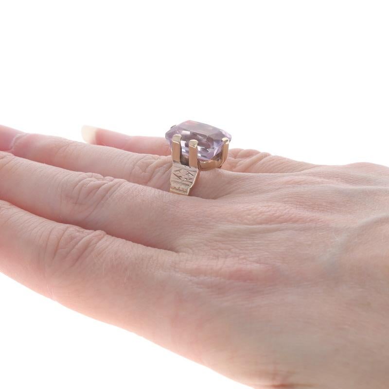 Bague solitaire de cocktail victorienne en or jaune et quartz 10 carats 14 carats, pièce de 6,36 carats, ancienne Pour femmes en vente
