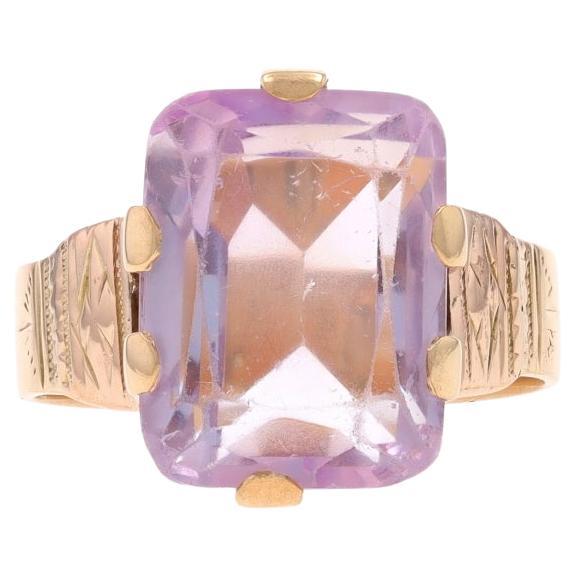 Yellow Gold Quartz Victorian Cocktail Solitaire Ring 10k 14k Cush 6.36ct Antique
