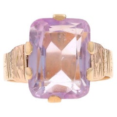 Oro Amarillo Cuarzo Cóctel Victoriano Anillo Solitario 10k 14k Cush 6.36ct Antiguo