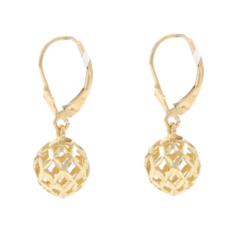 Orecchini a pendente con sfere trapuntate in oro giallo - 14k Orbs Pierced In condizioni ottime in vendita a Greensboro, NC