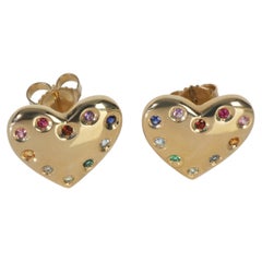 Yellow Gold  Rainbow Gemstone Earrings