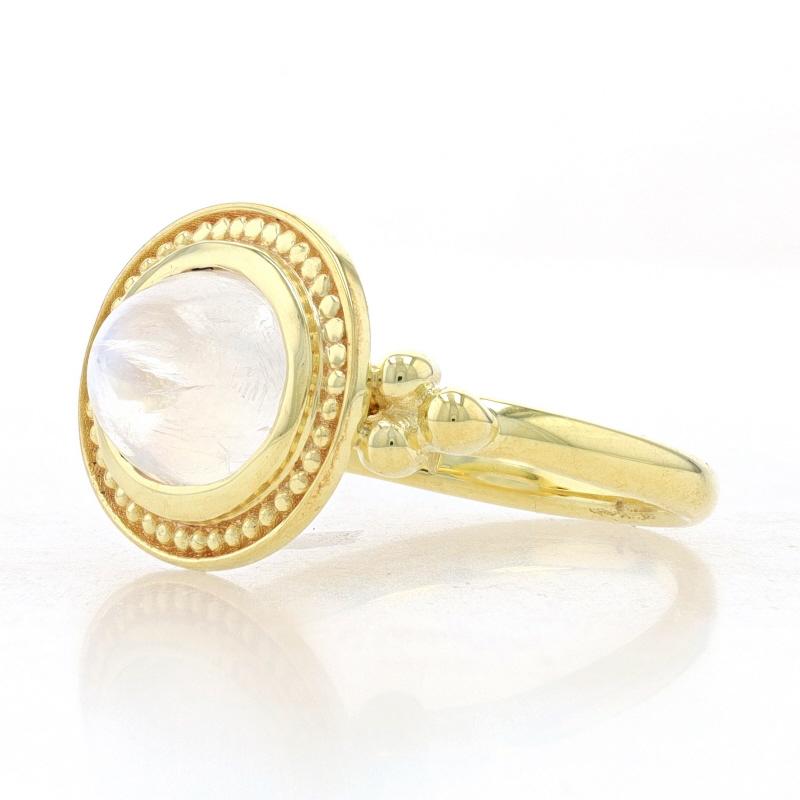 Gelbgold Regenbogen Mondstein Cocktail Solitär Ring - 14k Oval Cab Ost-West-Cocktail im Zustand „Neu“ in Greensboro, NC