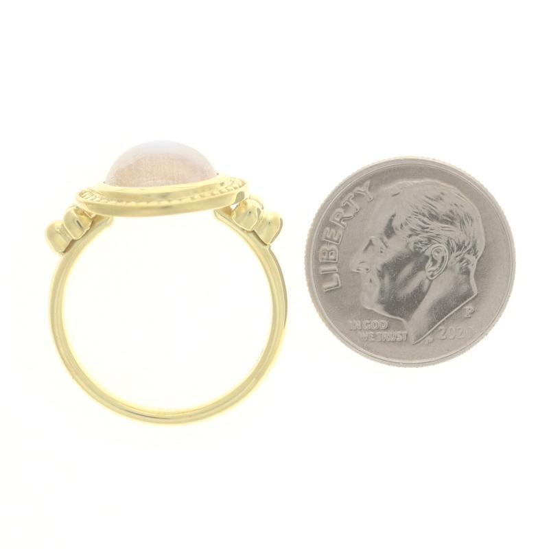 Gelbgold Regenbogen Mondstein Cocktail Solitär Ring - 14k Oval Cab Ost-West-Cocktail 1