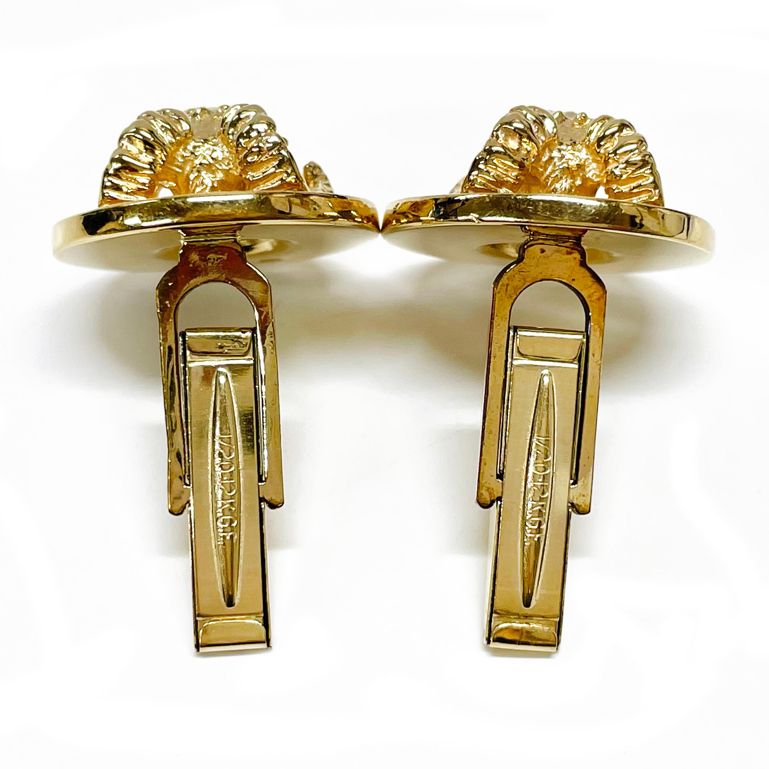 Yellow Gold Ram Cufflinks In Good Condition For Sale In Palm Desert, CA