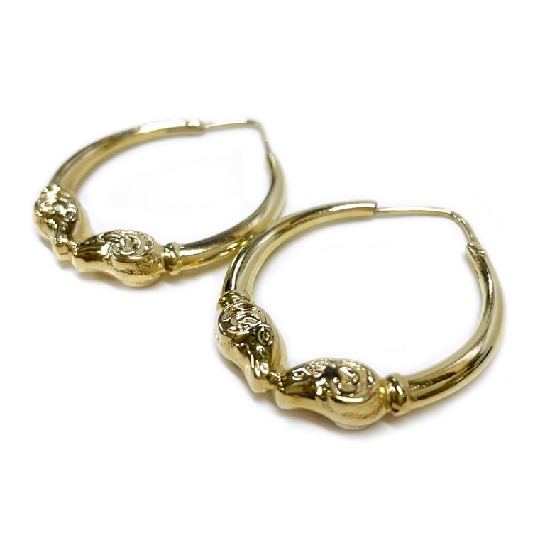 Yellow Gold Ram Hoop Earrings For Sale at 1stDibs | ram earrings, ram head  earrings, rams head earrings
