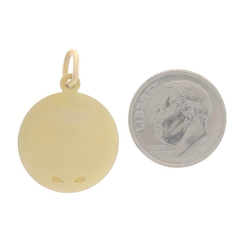 Women's or Men's Yellow Gold Ram's Head Pendant - 18k Astrological Zodiac Sign Aries Circle Disc For Sale