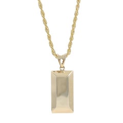 Yellow Gold Rectangle Pendant Necklace 24" - 14k
