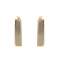 Yellow Gold Rectangular Hoop Earrings - 14k Geometric Pierced