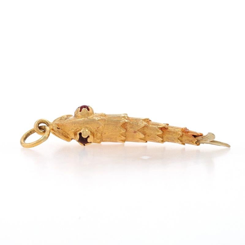 Gelbgold-Rotes Glas Vintage-Fisch-Anhänger - 18k Aquatisches Leben im Zustand „Gut“ in Greensboro, NC