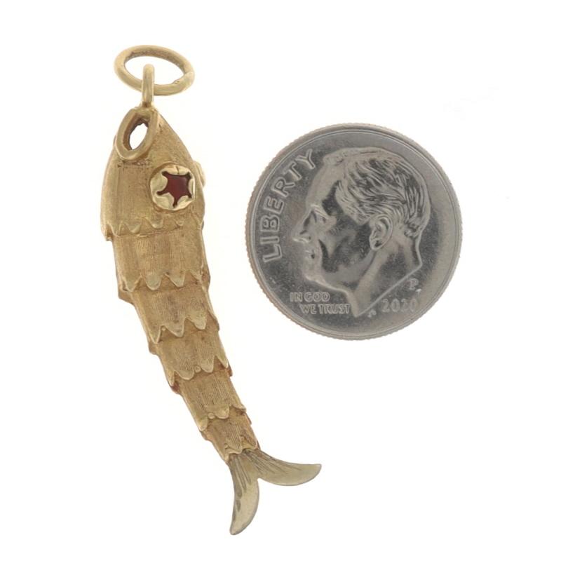 Gelbgold-Rotes Glas Vintage-Fisch-Anhänger - 18k Aquatisches Leben für Damen oder Herren