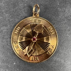Yellow Gold Red Ruby Love Heart Spinning Arrow Yes No Decision Charm Pendant