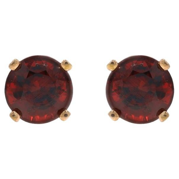 Orecchini in oro giallo con spinello rosso - 14k Round 2.22ctw Pierced in vendita