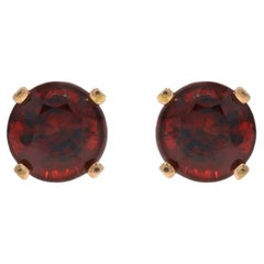 Clous d'oreilles en or jaune avec spinelle rouge - 14k rond 2,22 ctw percé