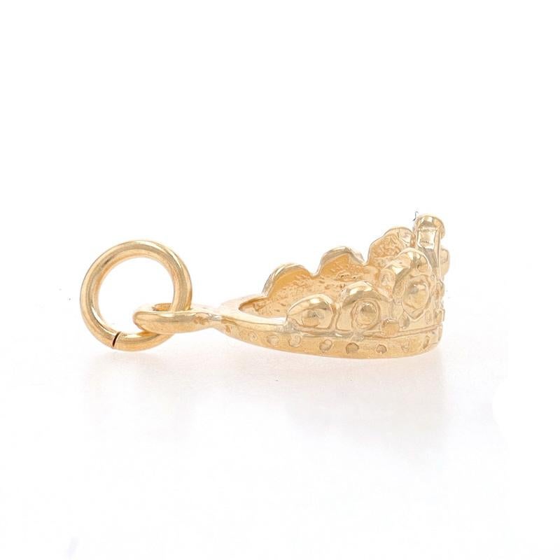 Yellow Gold Regal Crown Charm - 14k Royal Diadem In Excellent Condition For Sale In Greensboro, NC