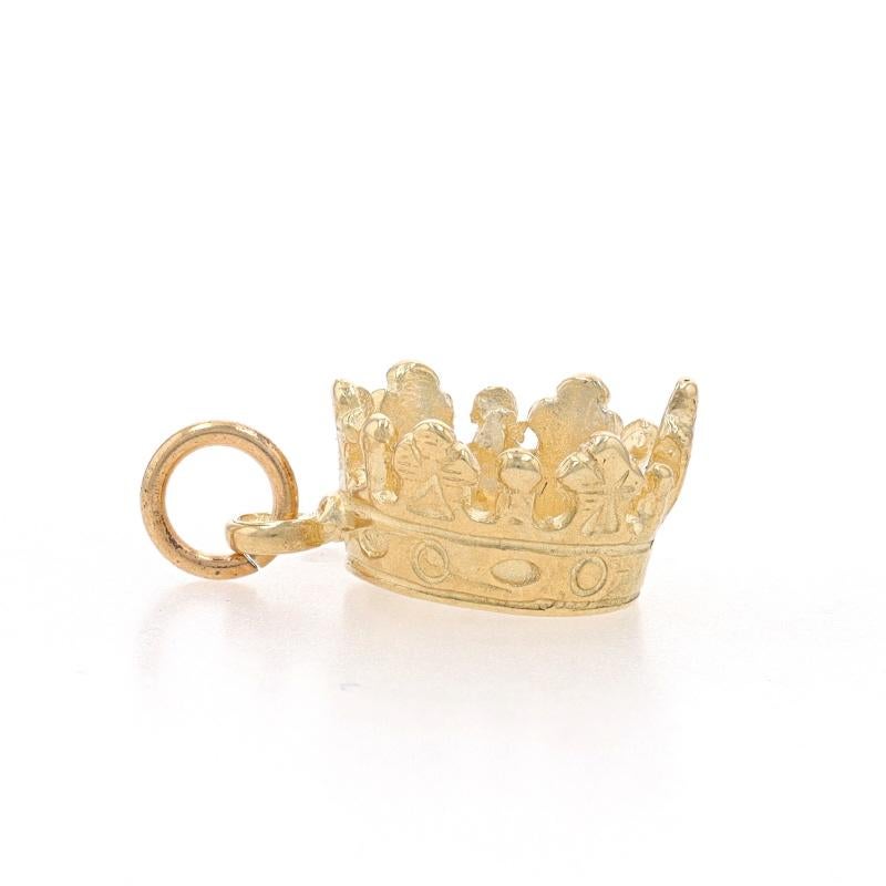 Yellow Gold Regal Crown Charm - 14k Royalty In Excellent Condition For Sale In Greensboro, NC