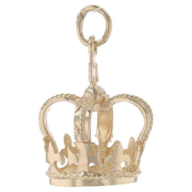 Yellow Gold Regal Crown Charm - 14k Royalty For Sale