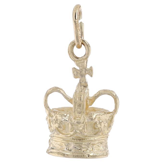 Yellow Gold Regal Crown Charm - 14k Royalty For Sale