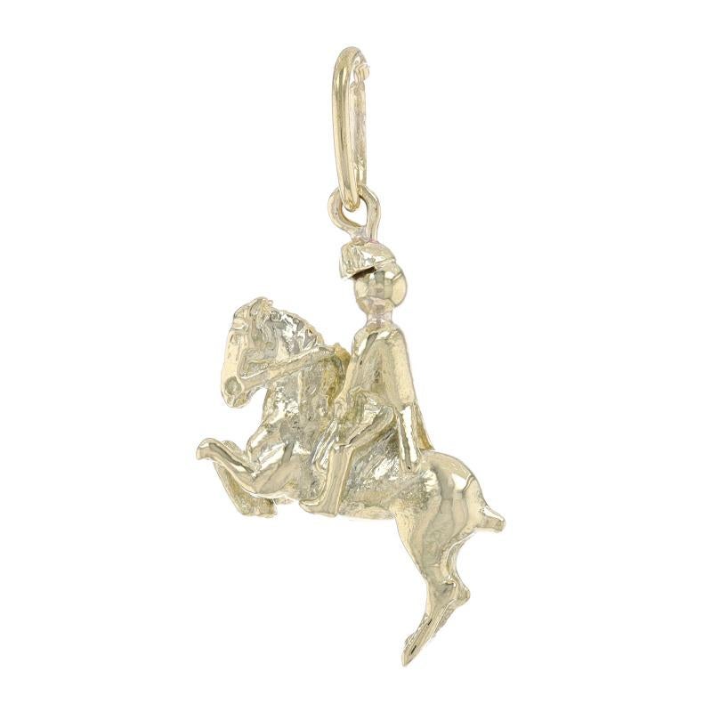 Metal Content: 14k Yellow Gold

Theme: Rejoneador, Bull Fighter

Measurements

Tall (from stationary bail): 1