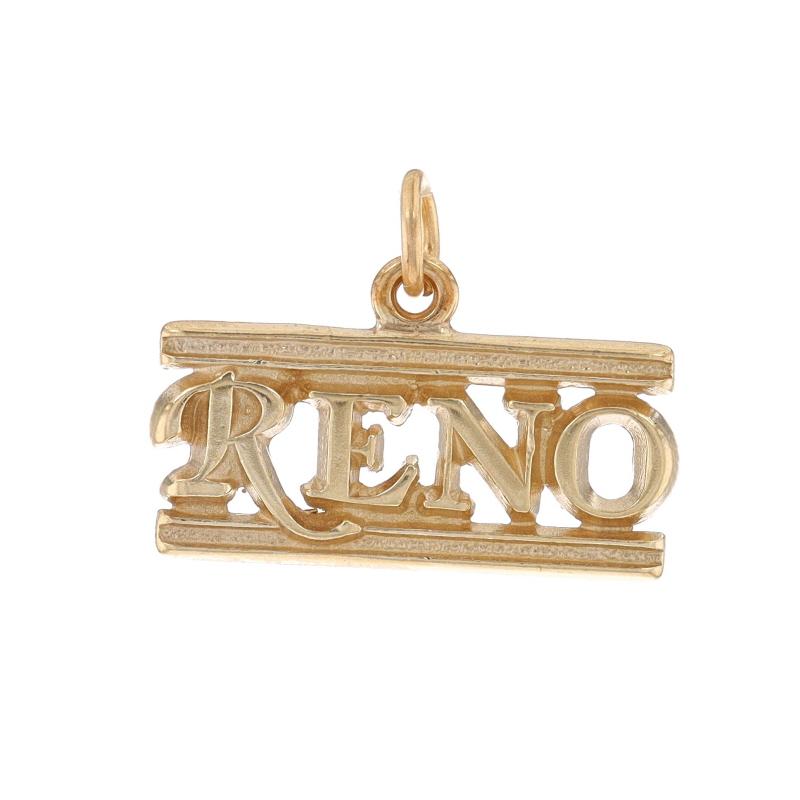 Metal Content: 14k Yellow Gold

Theme: Reno, Nevada, World's Biggest Little City

Measurements

Tall (from stationary bail): 1/2