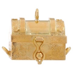 Yellow Gold Retro Hope Chest Charm - 14k Opens