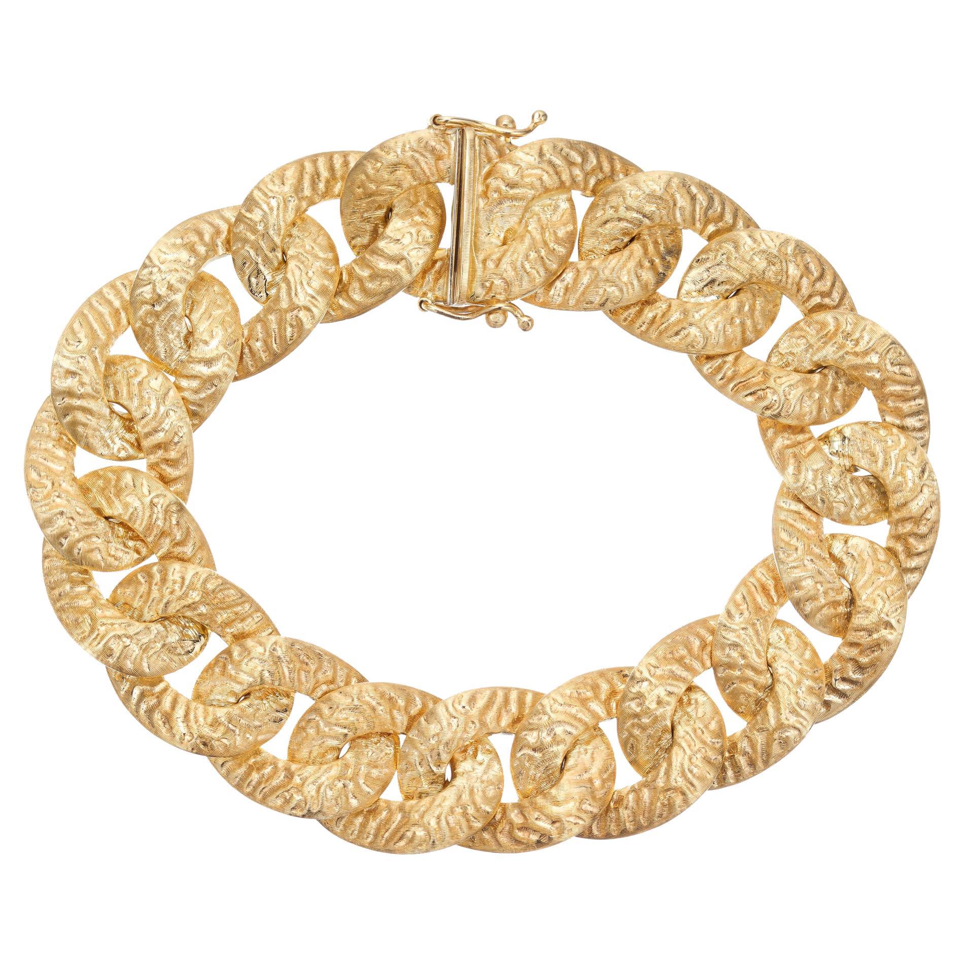 Yellow Gold Reversible Italian Link Bracelet For Sale