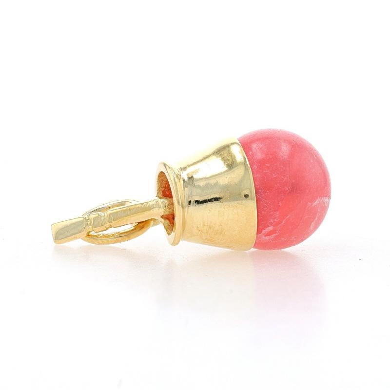 Yellow Gold Rhodochrosite Beverage Charm - 18k Bead Drink In Excellent Condition For Sale In Greensboro, NC