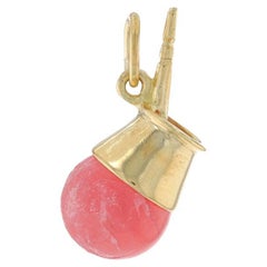 Yellow Gold Rhodochrosite Beverage Charm - 18k Bead Drink