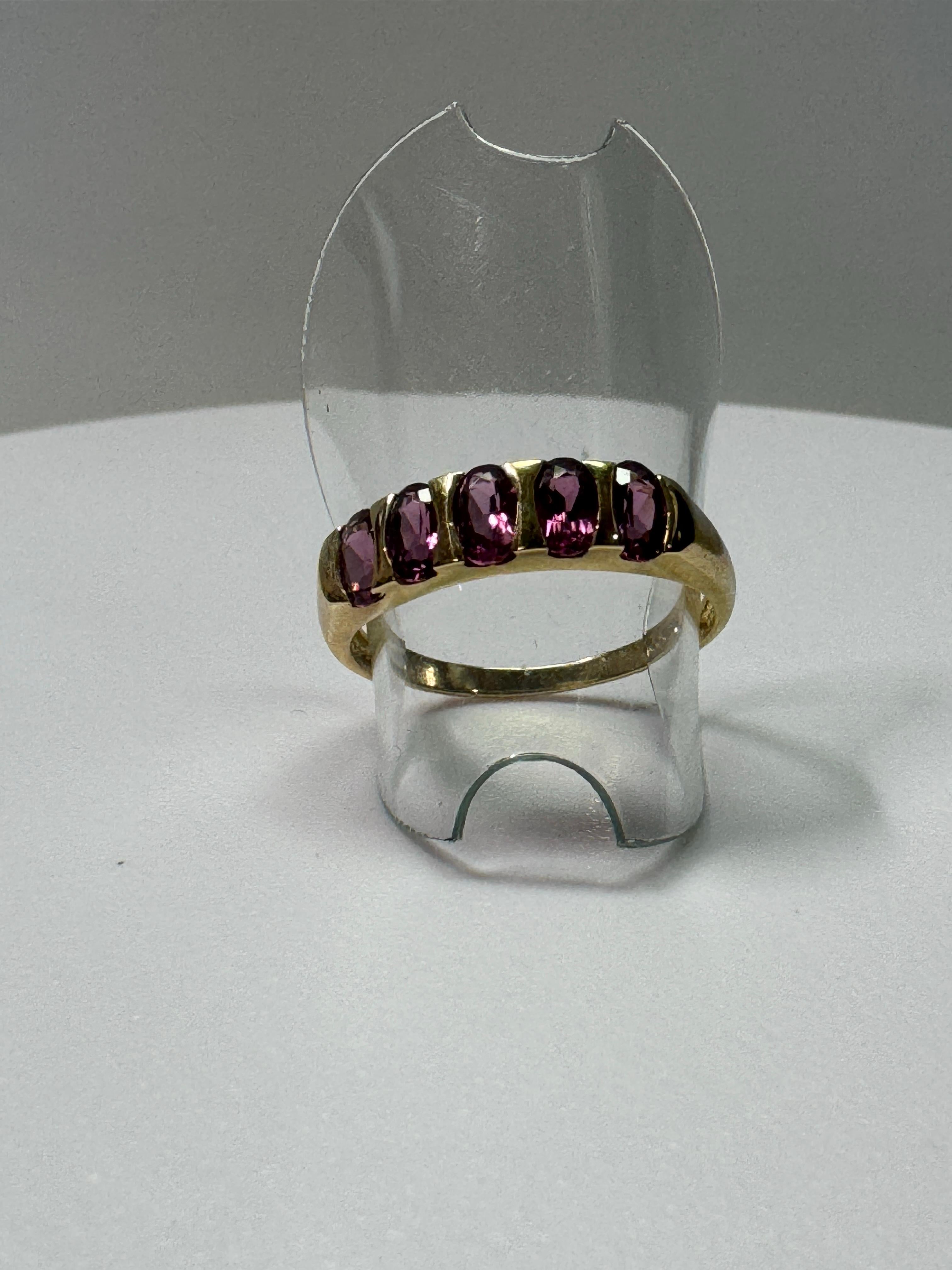 Yellow Gold Rhodolite Garnet Ring For Sale 4