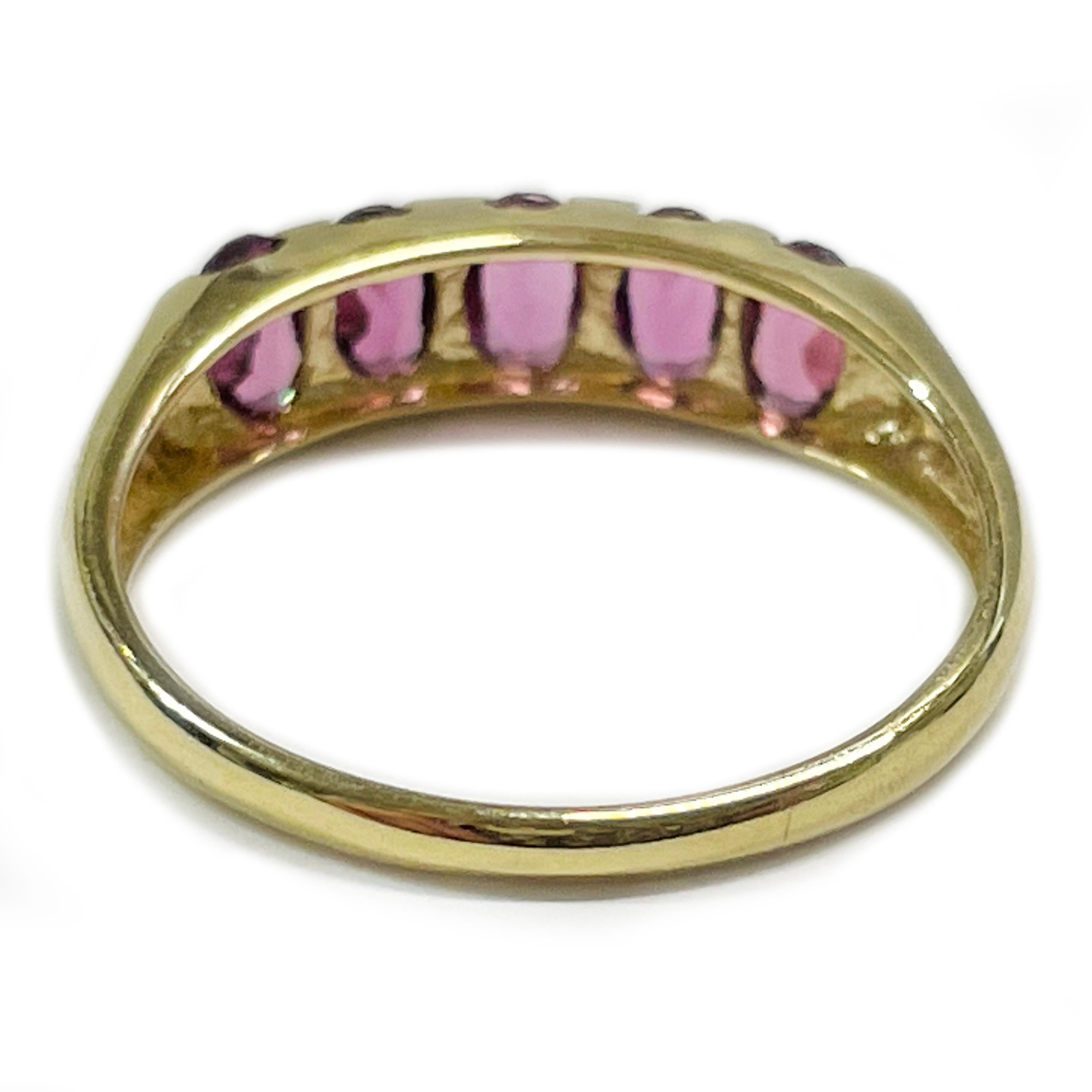 Oval Cut Yellow Gold Rhodolite Garnet Ring For Sale